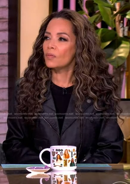 Sunny’s black leather moto jacket on The View