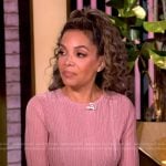 Sunny’s pink metallic ribbed sweater and skirt on The View