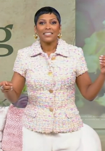 Tamron’s tweed metallic jacket on Tamron Hall Show