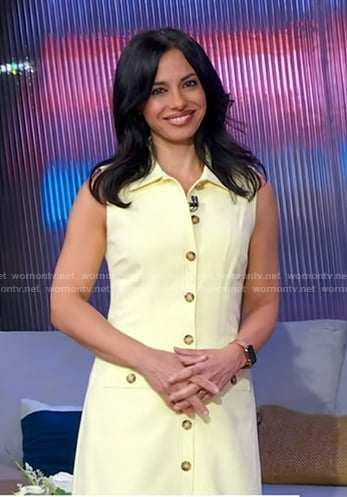 Dr. Tara Narula’s yellow button front mini dress on Good Morning America