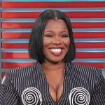 Ta’Rhonda Jones’s striped bodysuit on Access Hollywood