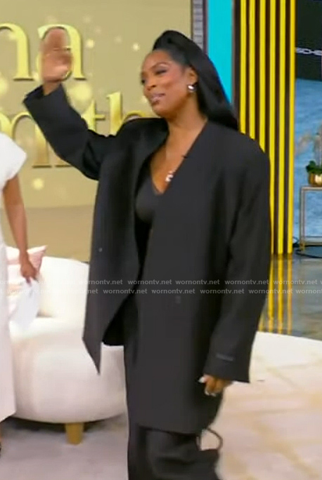 Tasha’s black oversized blazer on Tamron Hall Show