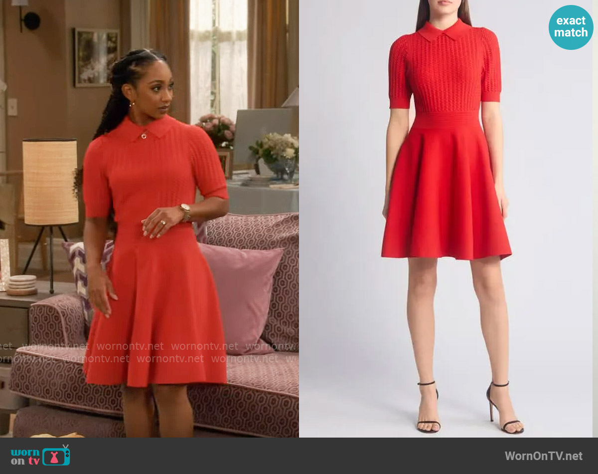 Ted Baker Mia Knit Skater Dress worn by Nina (Tetona Jackson) on Poppas House