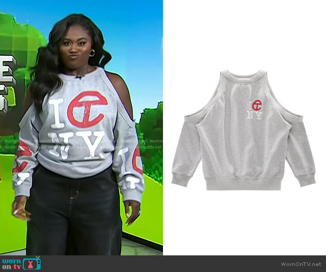 Telfar Infinity Canal Crewneck in Heather Grey worn by Danielle Brooks on Today