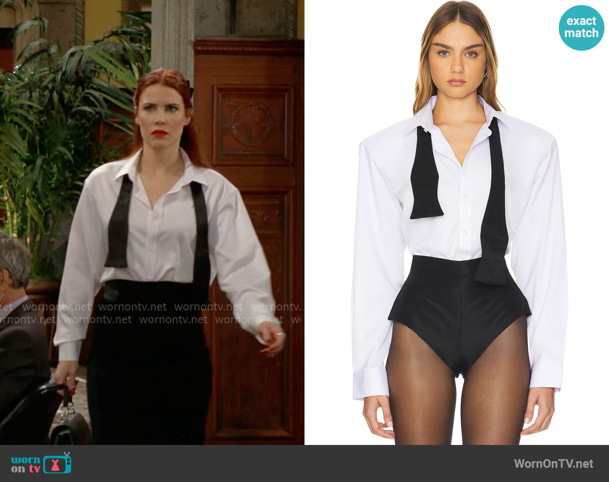 The Dolls House Toni Bow Tie Shirt worn by Sally Spectra (Courtney Hope) on The Young and the Restless