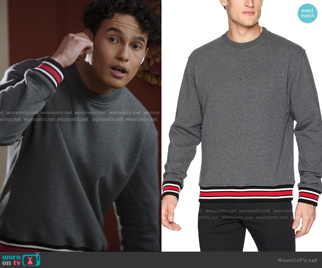 the Kooples Crew Neck Sweatshirt with Contrasting Ribbed Detail in Grey