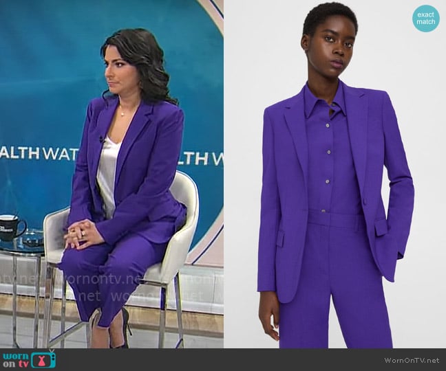 Theory Staple Blazer in Good Wool worn by Dr. Celine Gounder on CBS Mornings