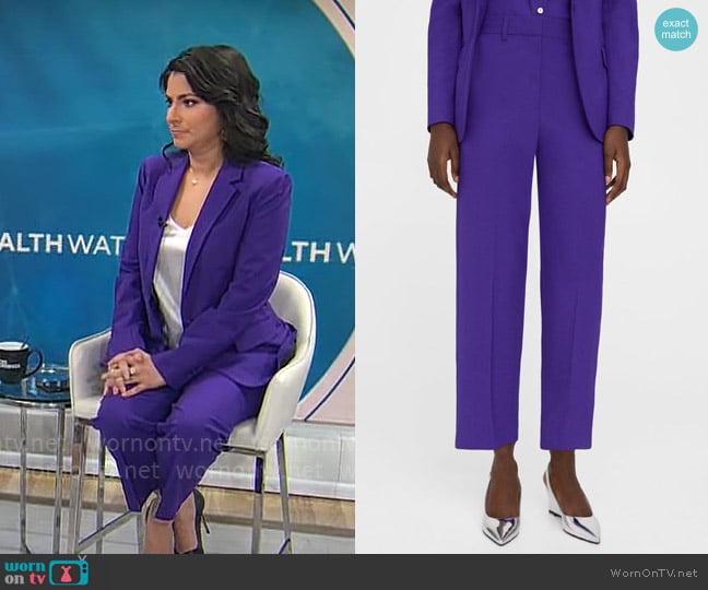 Theory High-Waist Straight-Leg Pant in Good Wool worn by Dr. Celine Gounder on CBS Mornings