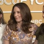 Tina Fey’s floral embroidered dress on E! News