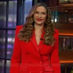 Tina Knowles’s red double breasted blazer on The Kelly Clarkson Show