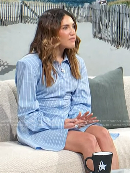 Tinx’s blue stripe shirtdress on Access Hollywood