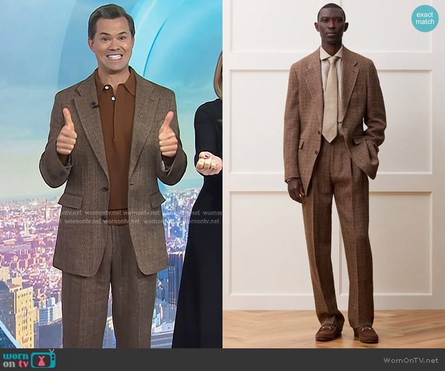 Todd Snyder Italian Linen Silk Donegal Wythe Jacket in Brown worn by Andrew Rannells on Today