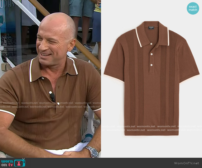 Todd Snyder Silk-Cotton Tipped Sweater Polo in Pine Cone worn by Kerry Titheradge on Today