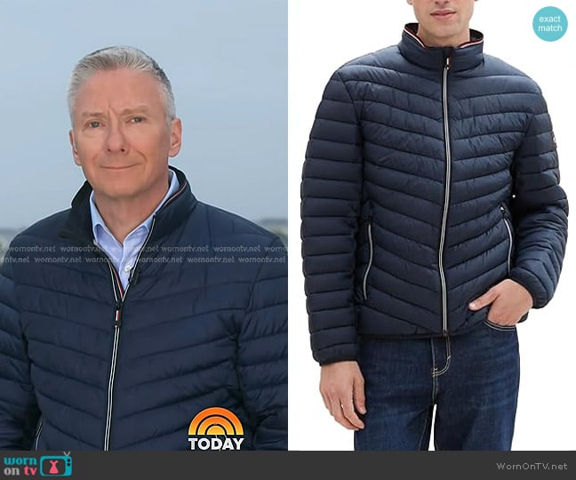 Tom Tailor Lightweight Quilted Jacket with Stand-up Collar worn by Tom Costello on Today