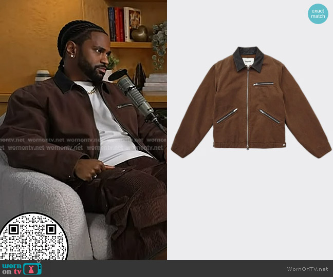 Tony Wack Giacca Work Garment Jacket in Washed Zip Marrone worn by Big Sean on Today