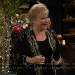 Traci’s black butterfly print jacket on The Young and the Restless