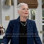 Tracy’s blue checked blazer on General Hospital