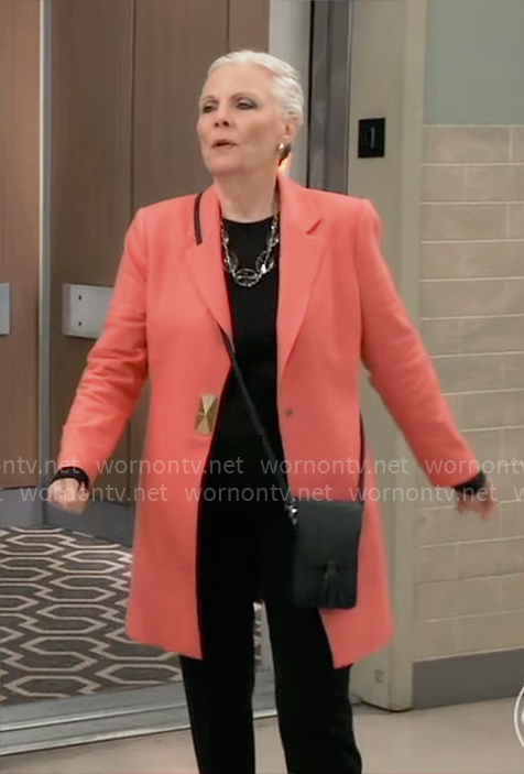 Tracy’s coral jacket on General Hospital