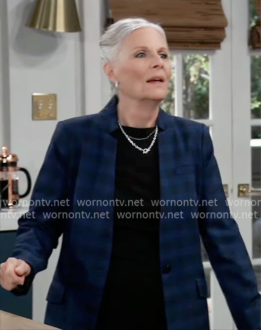 Tracy’s blue checked blazer on General Hospital