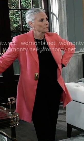 Tracy’s coral jacket on General Hospital