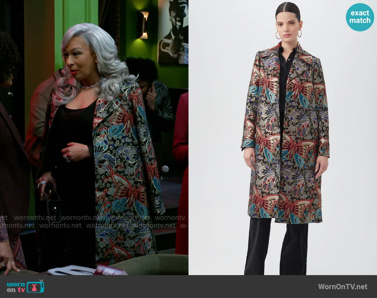Trina Turk Raysun Coat worn by Anita Dupree (Tamara Tunie) on Beyond the Gates
