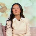 Jacinda’s white tweed mini dress on Tamron Hall Show