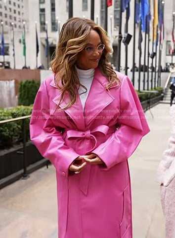 Tyra Banks’s pink leather coat on Today