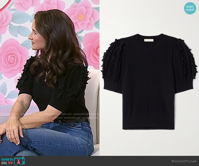 Ulla Johnson Ottilie Ruffled Cashmere Top worn by Kristin Davis on Today