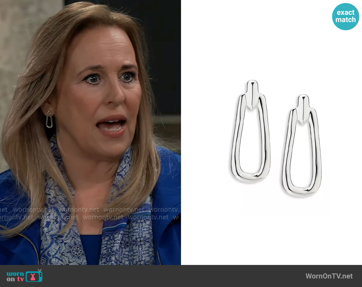 Uno de 50 Prosperity Open Oval Drop Earrings in Sterling Silver worn by Laura Collins (Genie Francis) on General Hospital