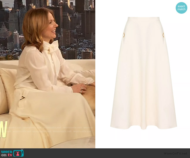 Valentino Garavani Crepe Couture Midi Skirt worn by Geri Halliwell-Horner on The Drew Barrymore Show