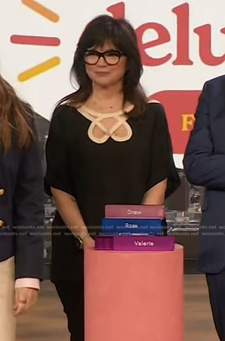 Valerie’s black top on The Drew Barrymore Show