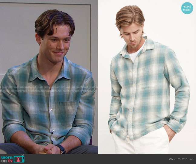 Velvet by Graham & Spencer andrew button-up shirt in Mint worn by Tate (Leo Howard) on Days of our Lives