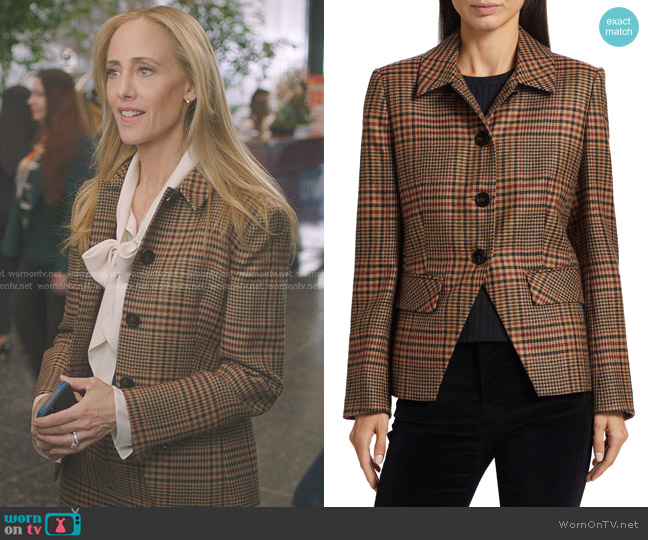Veronica Beard Aire Dickey Jacket in Camel Black worn by Teddy Altman (Kim Raver) on Greys Anatomy