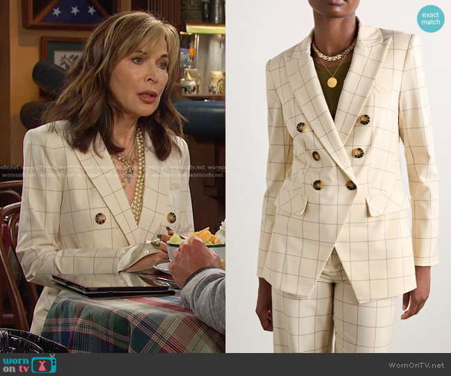 Veronica Beard Charleston Dickey Jacket in Ecru Deep Ochre worn by Kate Roberts (Lauren Koslow) on Days of our Lives