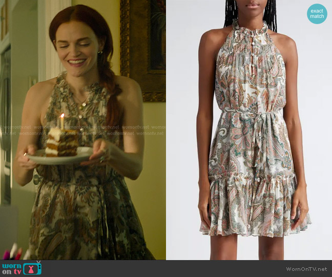 Veronica Beard Dria Paisley Silk Dress worn by Bronte (Madeline Brewer) on You