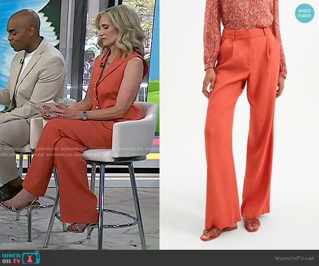 Veronica Beard Heyser Wide-Leg Pant in Persimmon worn by Misty Belles on Today