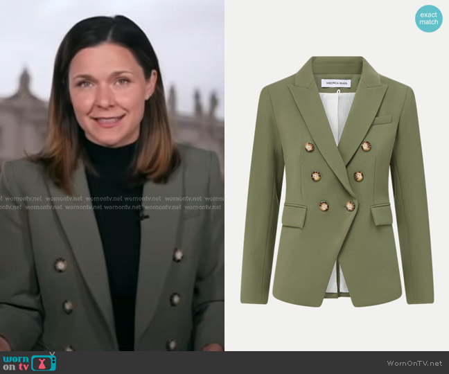 Veronica Beard Miller Dickey Jacket in Stone Army worn by Maggie Rulli on Good Morning America