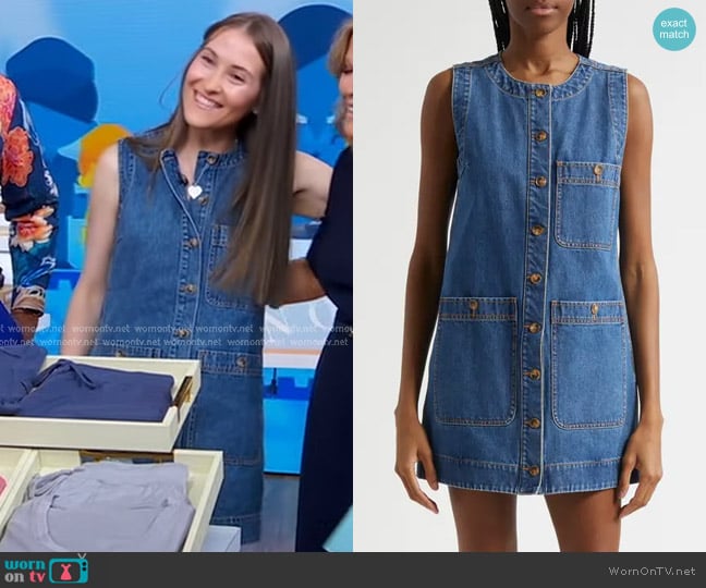 Veronica Beard Oakley Shift Dress in Cornflower worn by Emma Johnson on Good Morning America