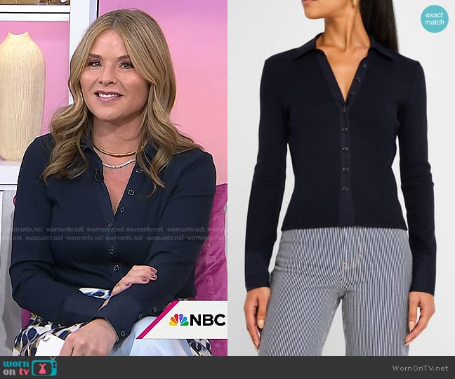 Veronica Beard Scottie Top in Navy worn by Jenna Bush Hager on Today