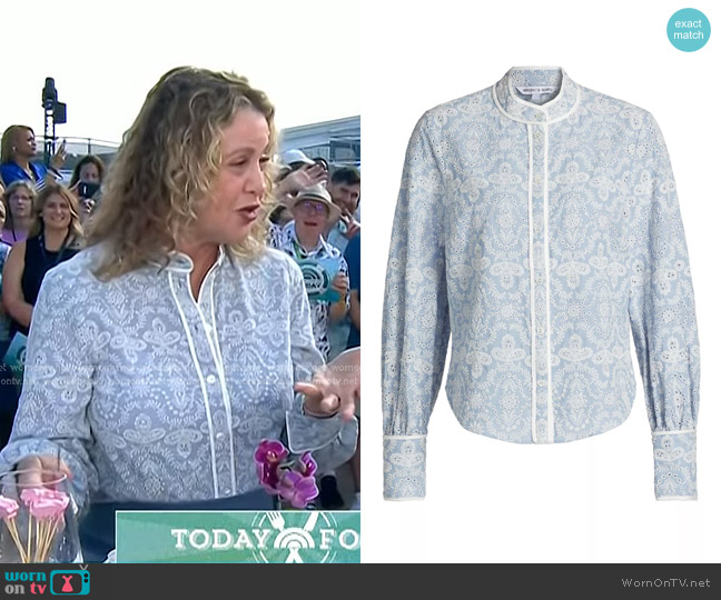 Veronica Beard Thorp Cotton Eyelet Blouse worn by Michelle Bernstein on Today