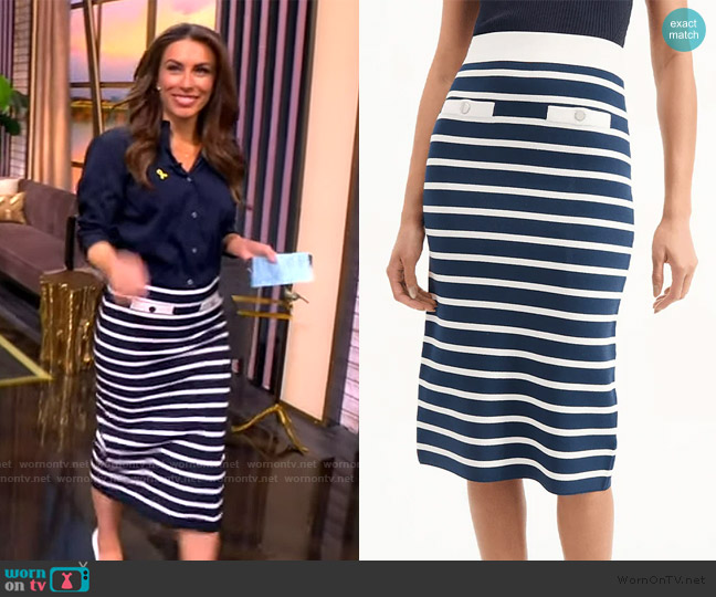 Veronica Beard Corbin Striped Midi Skirt worn by Alyssa Farah Griffin on The View