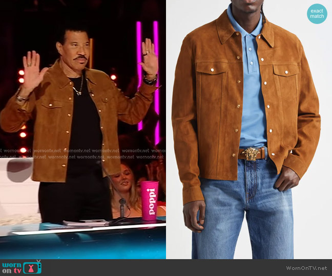 Versace Suede Overshirt in Tobacco worn by Lionel Richie on American Idol