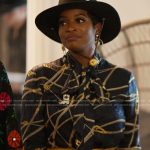 Shamea’s black printed tie neck blouse on The Real Housewives of Atlanta