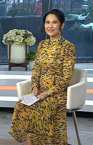 Vicky Nguyen’s yellow printed ruffle dress on Today