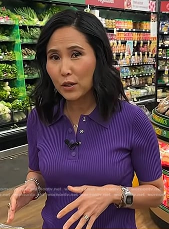 Vicky’s purple ribbed polo top on NBC News Daily