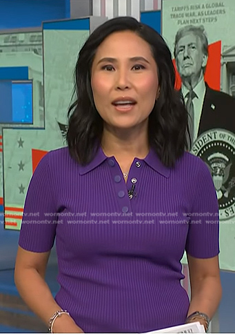 Vicky’s purple ribbed polo top on NBC News Daily
