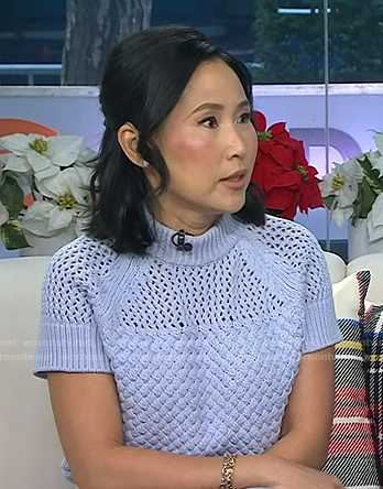 Vicky’s blue open knit sweater on Today