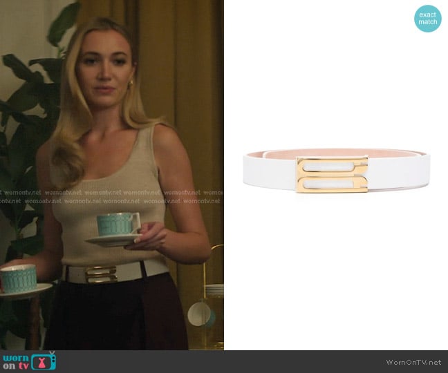 Victoria Beckham Frame belt worn by Lady Phoebe (Tilly Keeper) on You