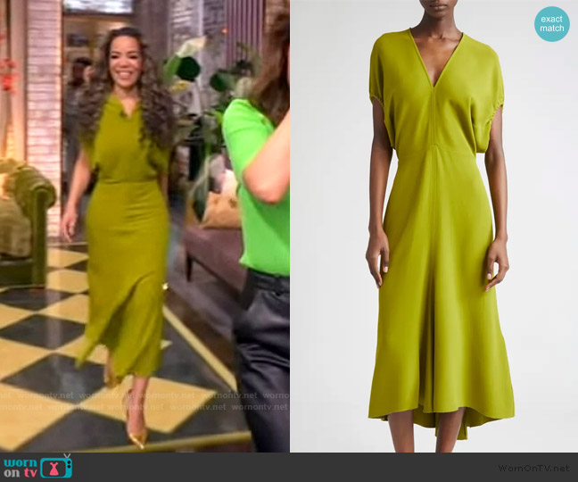 Victoria Beckham Blouson Midi Dress worn by Sunny Hostin on The View