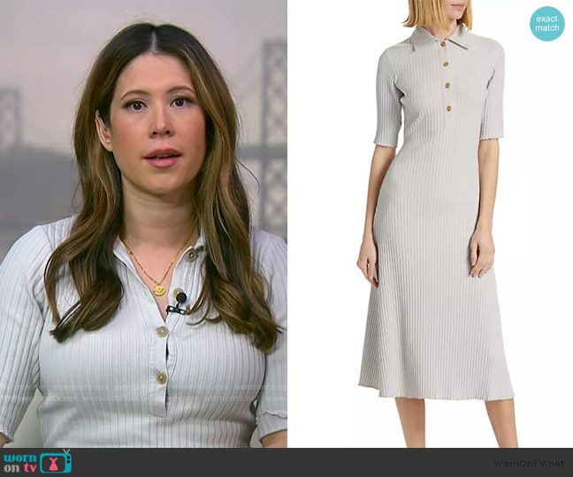 Vince Rib-Knit Polo Midi-Dress worn by Deirdre Bosa on NBC News Daily